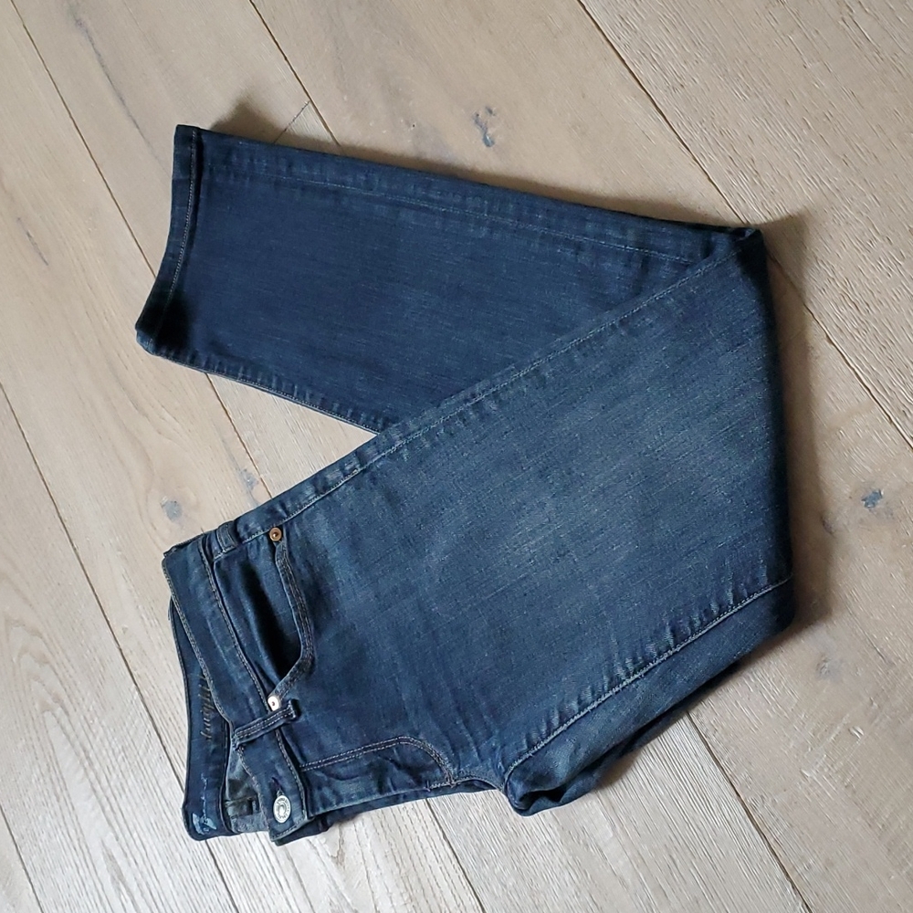 7 For All Mankind Straight Leg Jeans in Dark Blue Denim